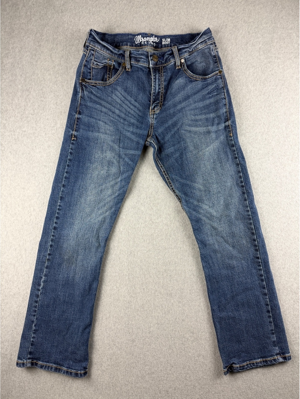 Wrangler Retro Slim Boot Jeans Western Cowboy Distressed